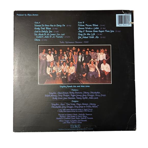 Waylon Jennings Black On Black 1982 Vinyl Record LP - AHL1 - 4247 Rock Folk - Picture 2 of 4